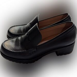 Cole Haan Women’s Lug-Sole' Black Leather Penny Loafers